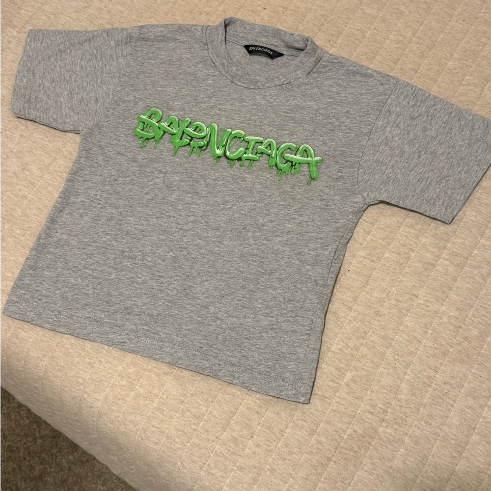 Gray Kids Shirt with Green Logo